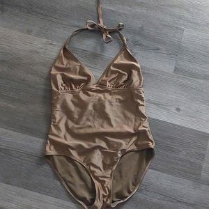 Old navy 1 piece Halter tie metallic swimsuit Large